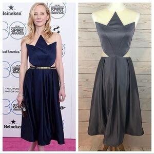 Vintage Y2K Peggy Hartanto Geometric Illusion Red Carpet Formal Cocktail Dress